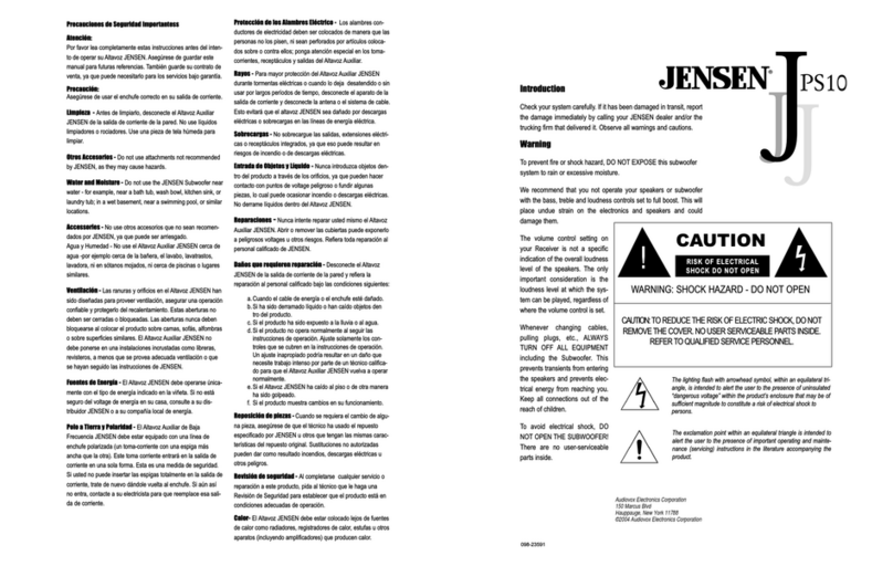 Audiovox jensen JPS10 User manual