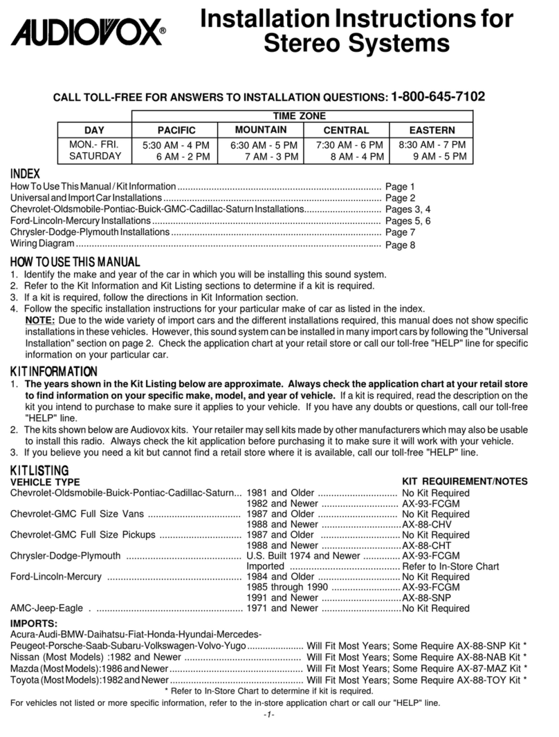 Audiovox 128-4874A User manual