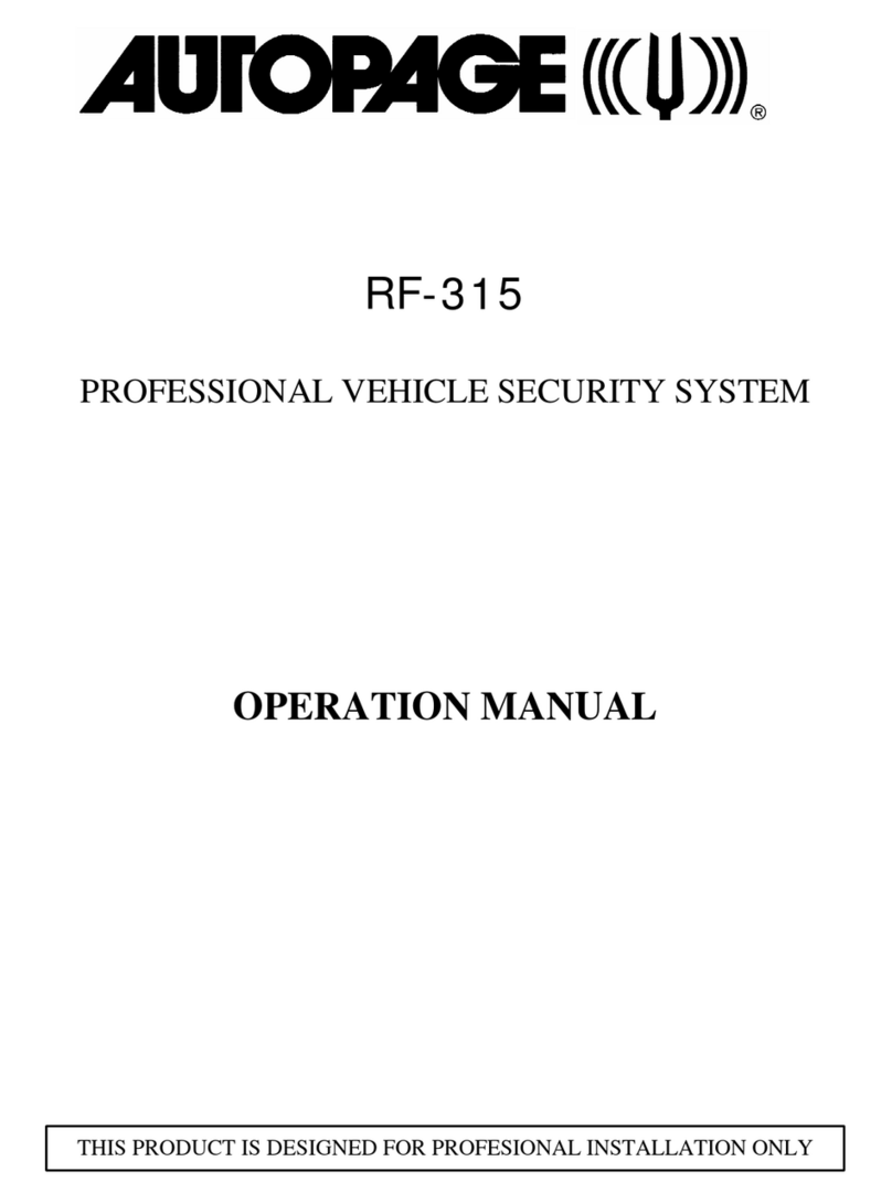 Auto Page Professional Vehicle Security System RF-315 User manual