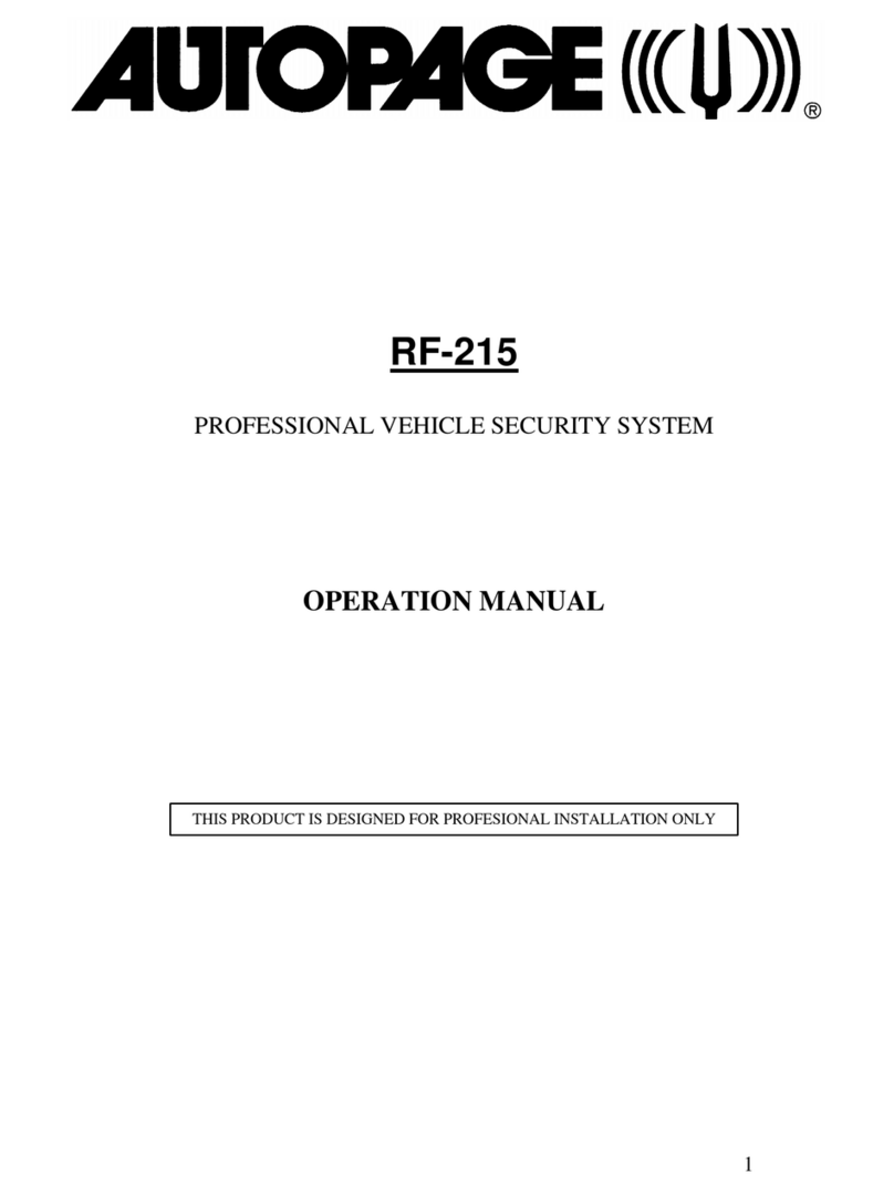 Auto Page Professional Vehicle Security System RF-215 User manual