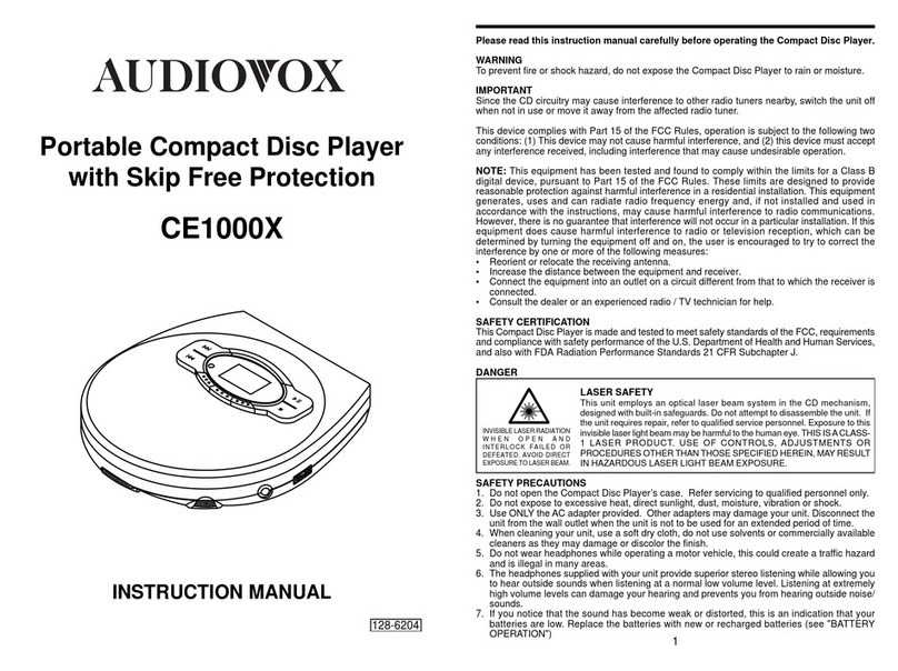 Audiovox CE1000X User manual