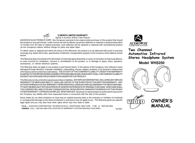 Audiovox WHS250 owner's manual