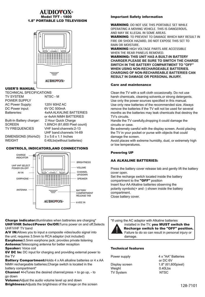 Audiovox TFT - 1800 user manual