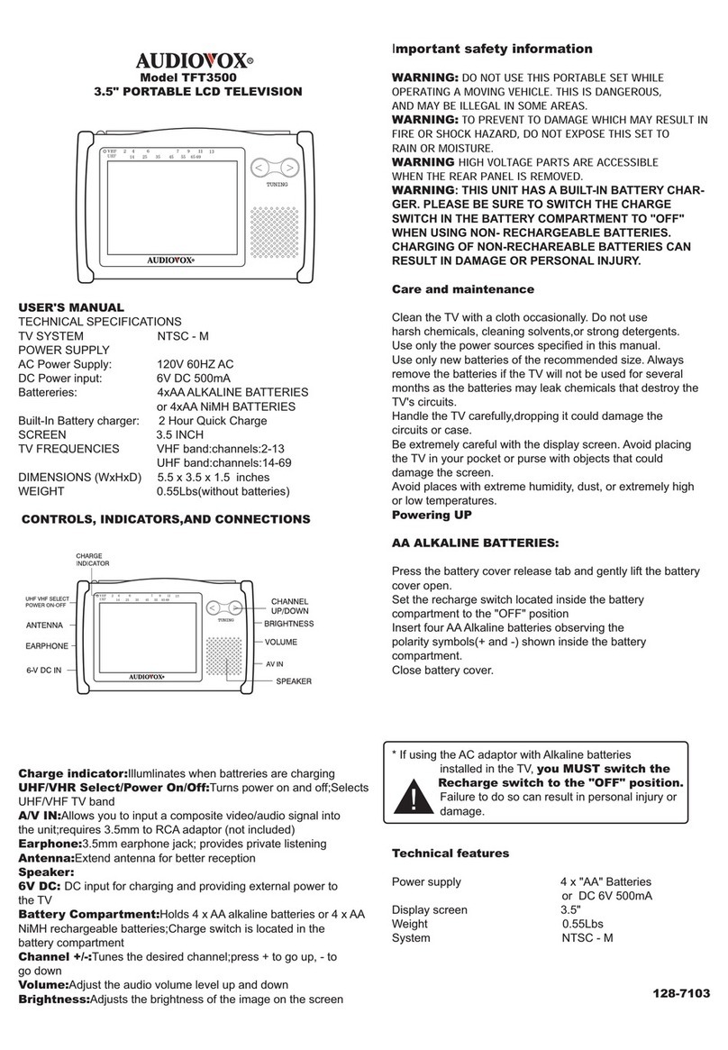Audiovox TFT3500 user manual