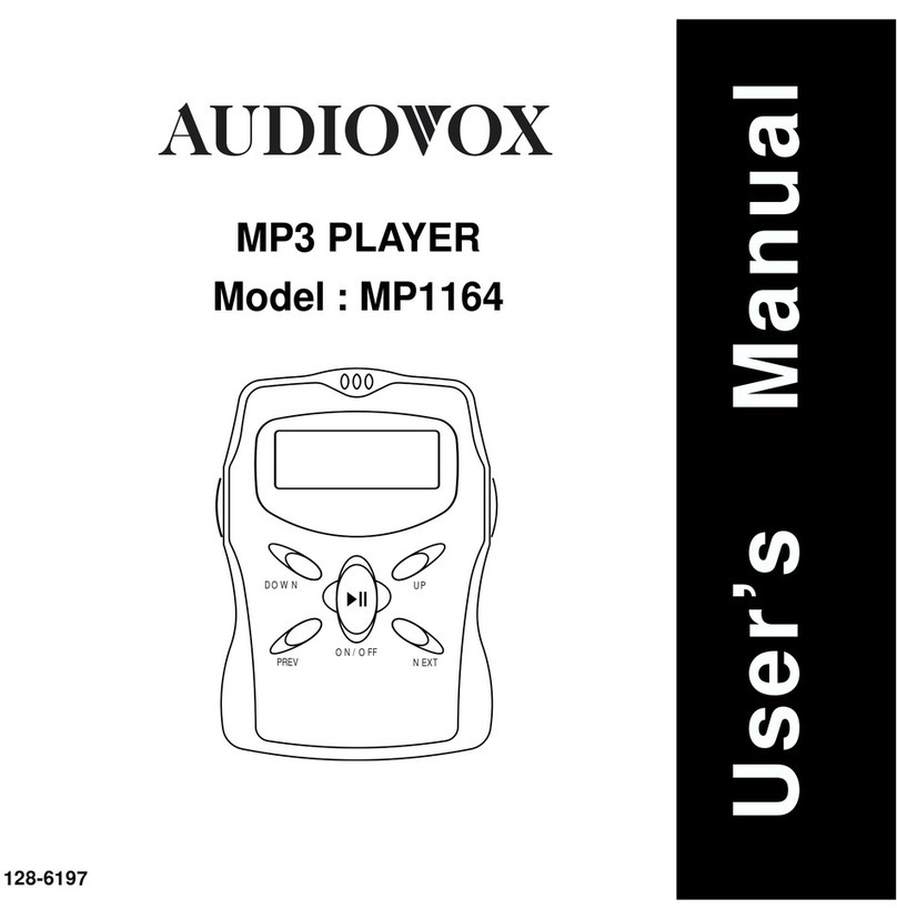 Audiovox MP1164 - MP 64 MB Digital Player User manual
