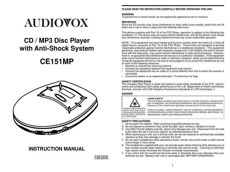 Audiovox CE151MP instruction manual