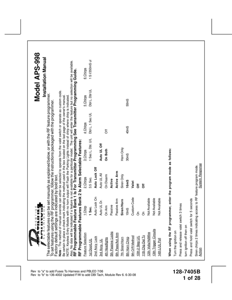 Prestige Prestige Platinum 128-7405B installation manual Prestige Prestige Platinum 128-7405B installation manual