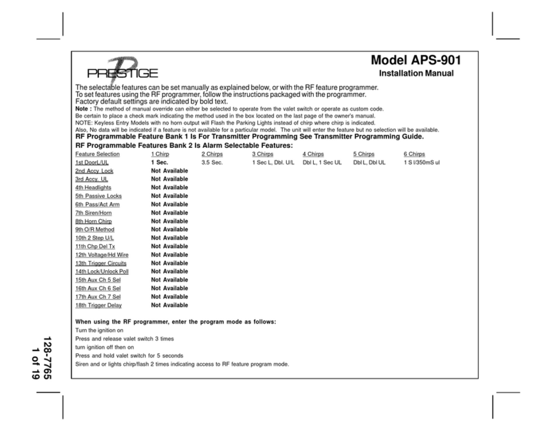 Prestige APS901 - Car Prestige Remote Start User manual