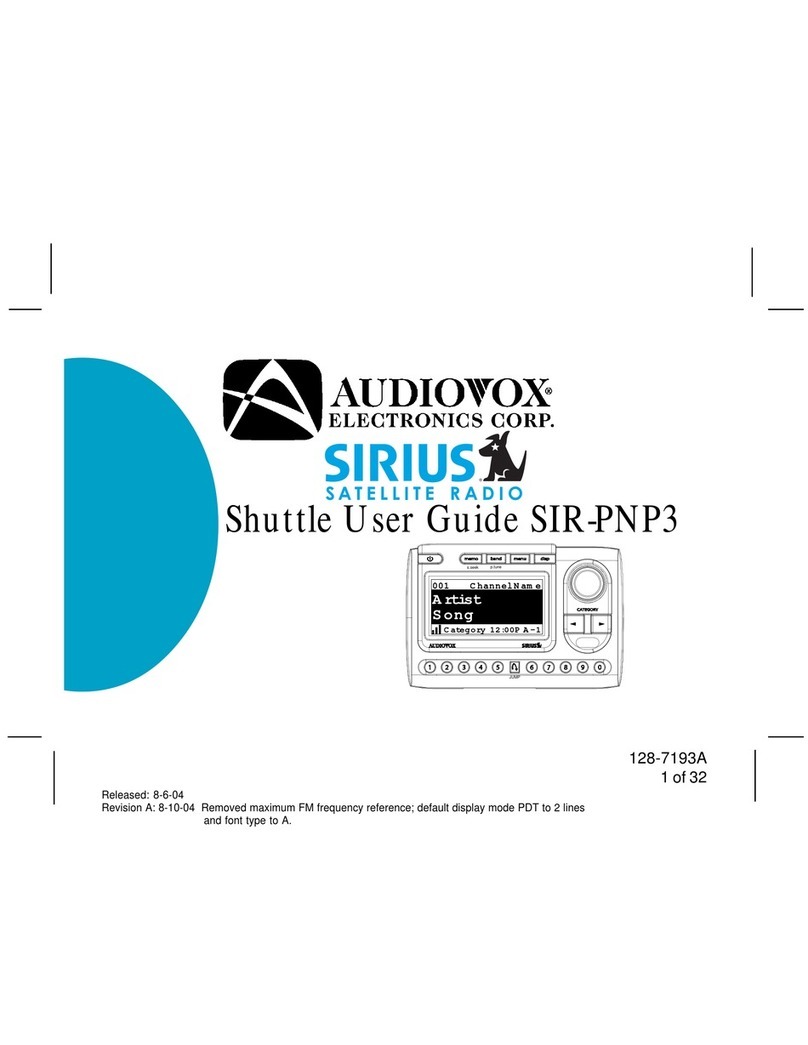 Audiovox Sirius SIR-PNP3 User manual