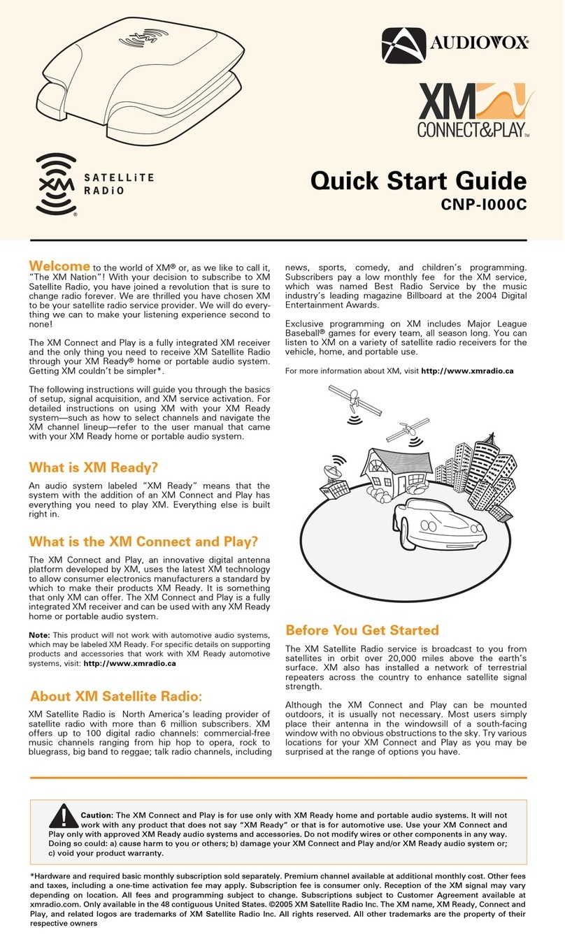 Audiovox XM CNP-1000C quick start guide
