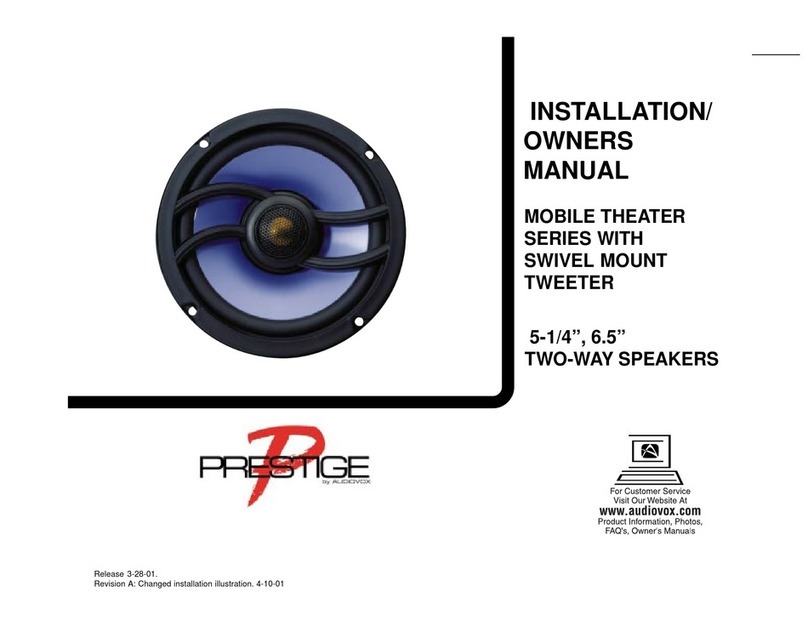 Prestige Prestige TWO-WAY SPEAKERS Installation & owner's manual