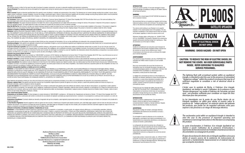 Acoustic Research PL900S User manual