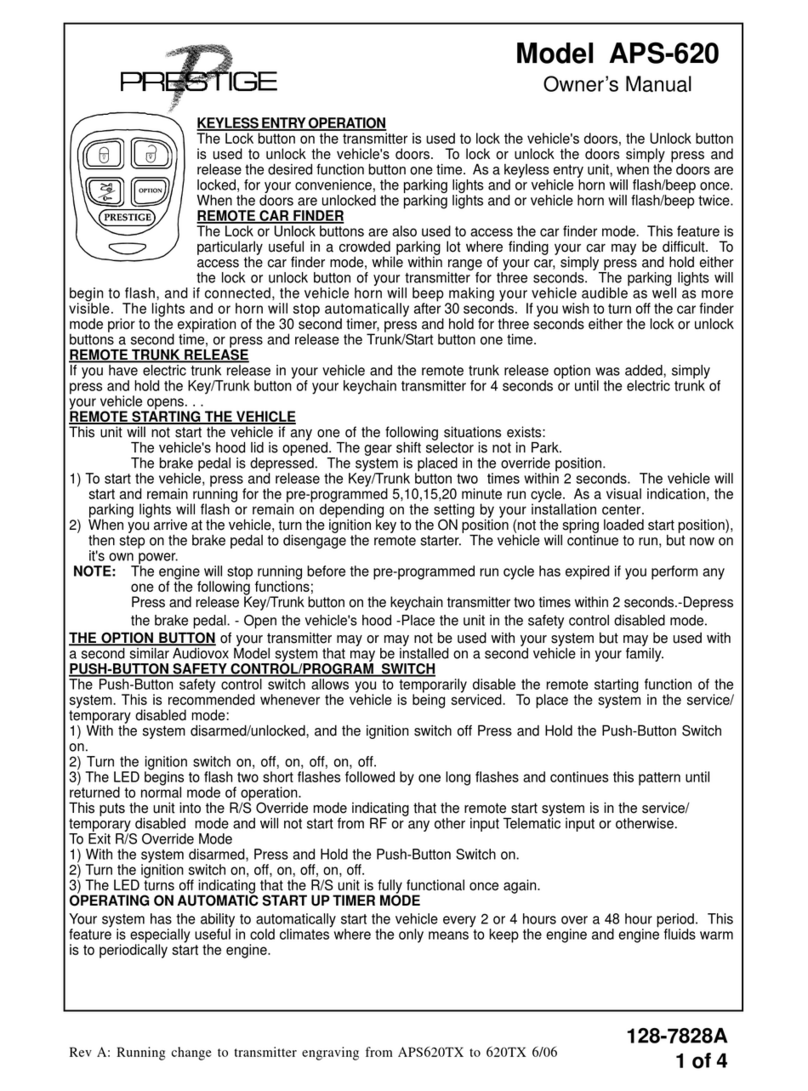 Audiovox APS620 - Prestige Remote Start User manual