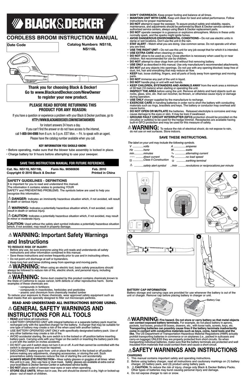 Black & Decker CARDLESS BROOM NS118 User manual