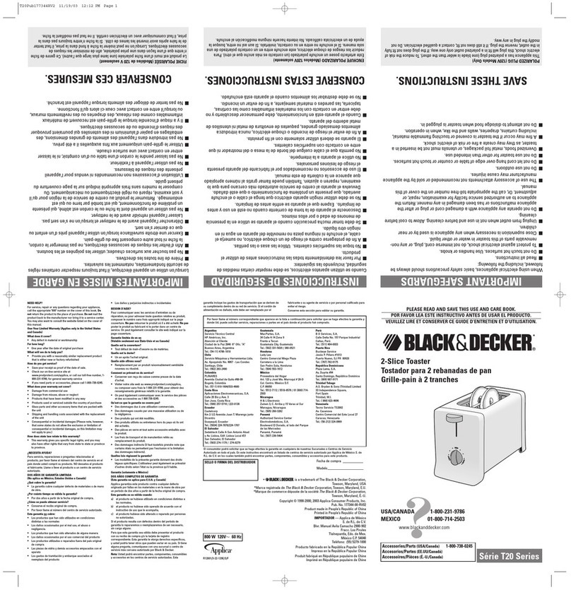 Black & Decker T-20 Series Installation instructions
