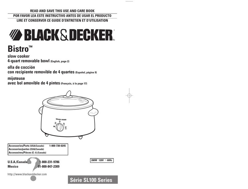 Black & Decker Bistro SL100 Series Installation instructions