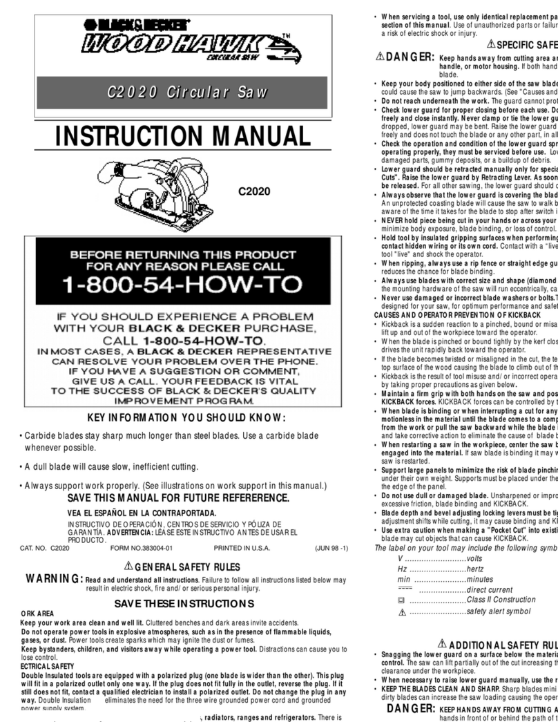 Black & Decker Wood Hawk 383004-01 instruction manual