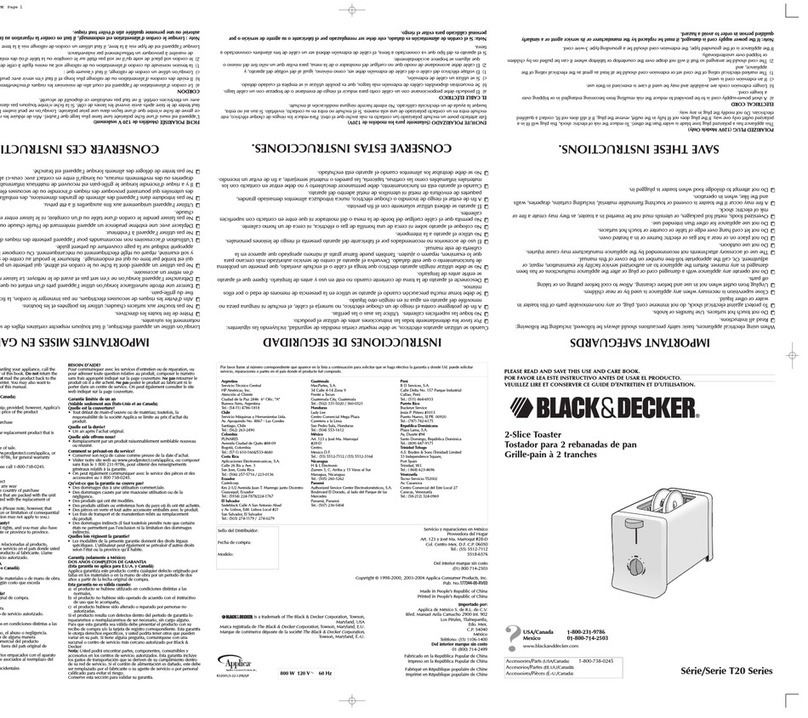 Black & Decker T20 Series Installation instructions