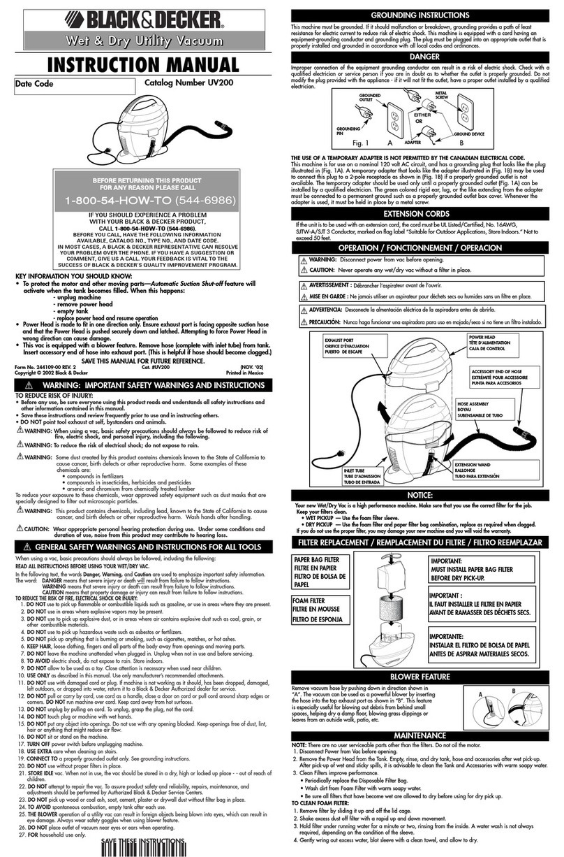 Black & Decker UV200 User manual