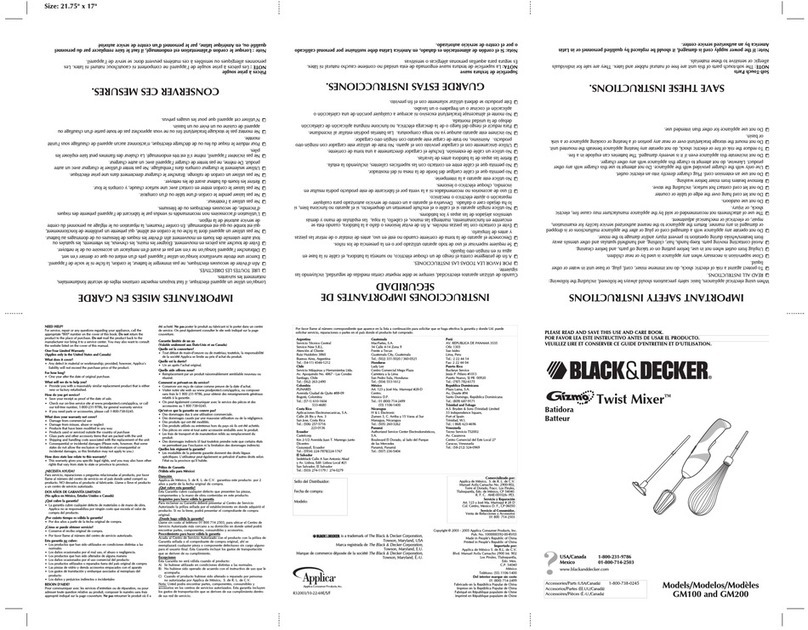 Black & Decker Gizmo Twist GM100 Installation instructions