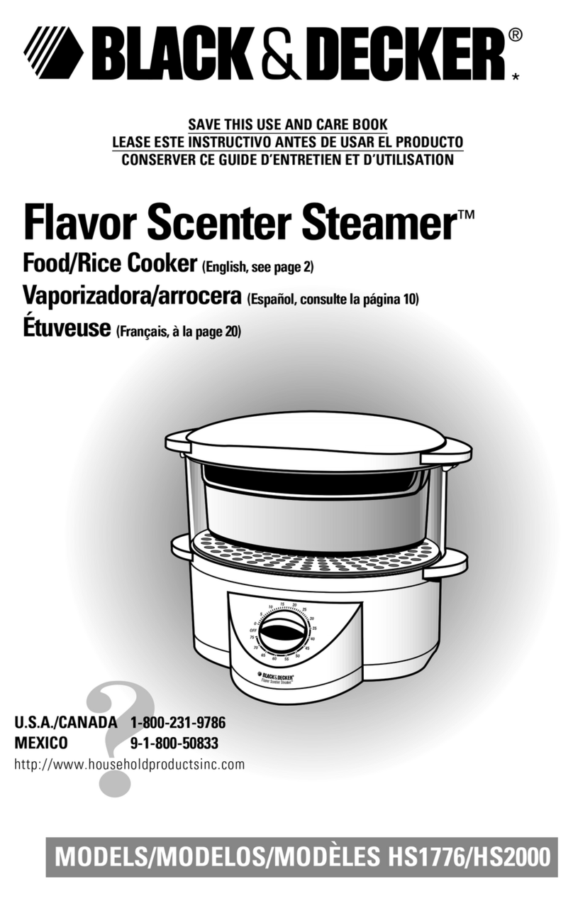 Black & Decker Flavor Scenter Steamer HS1776 Installation instructions