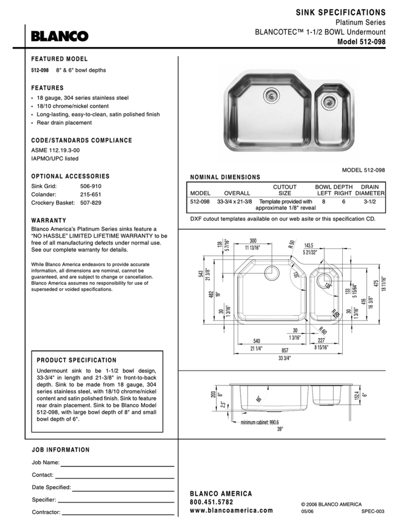 Blanco BLANCOTEC 512-098 Specifications