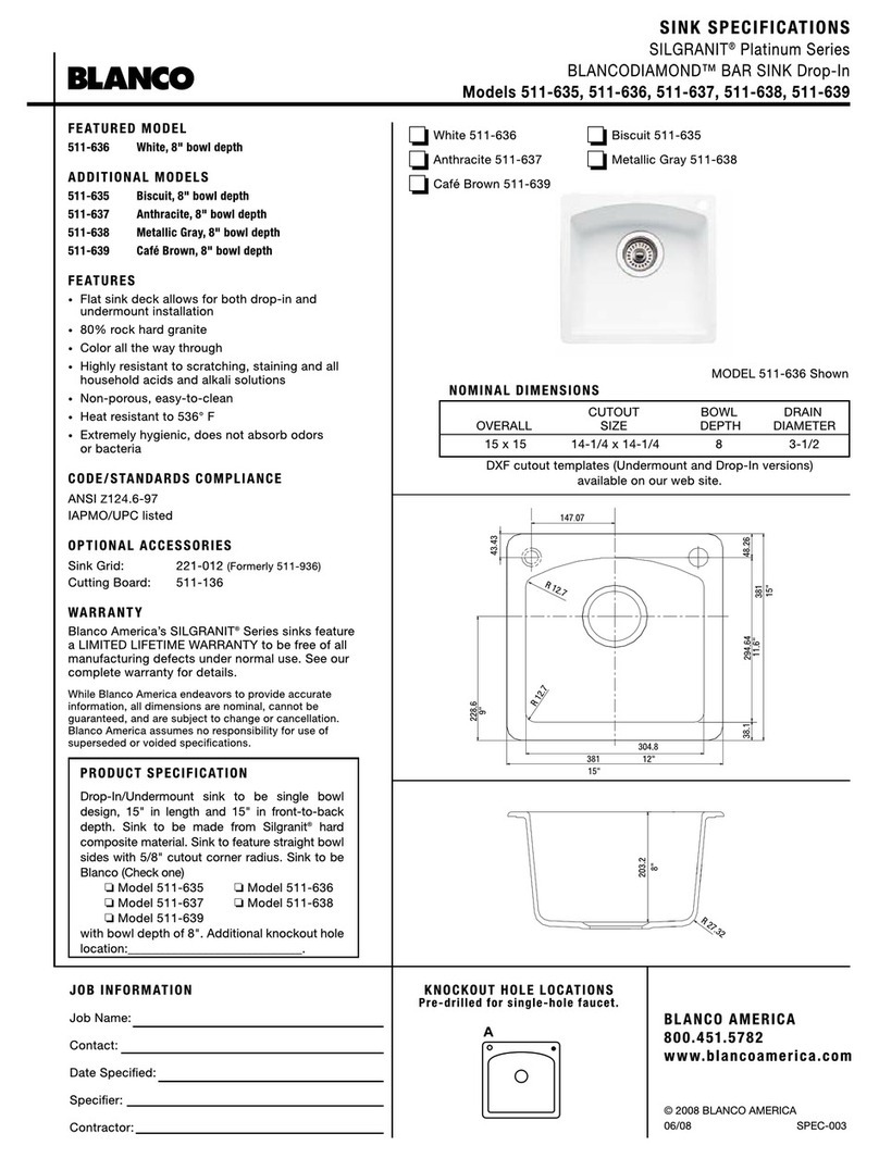 Blanco BLANCODIAMOND 511-635 Specification sheet