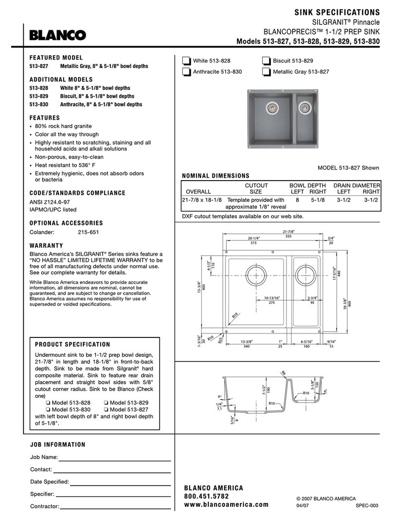 Blanco 513-827 Specification sheet