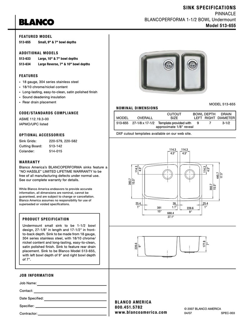 Blanco BLANCOPERFORMA 513-655 User manual Blanco BLANCOPERFORMA 513-655 User manual