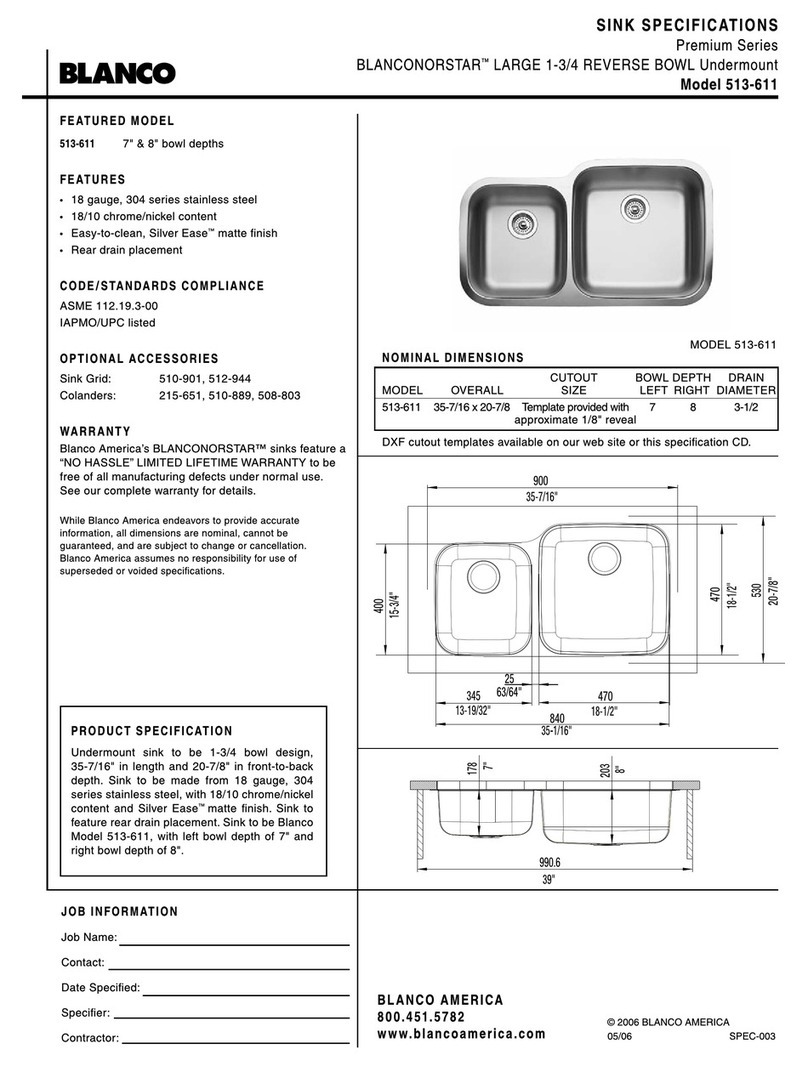 Blanco BLANCONORSTAR 513-611 Specification sheet