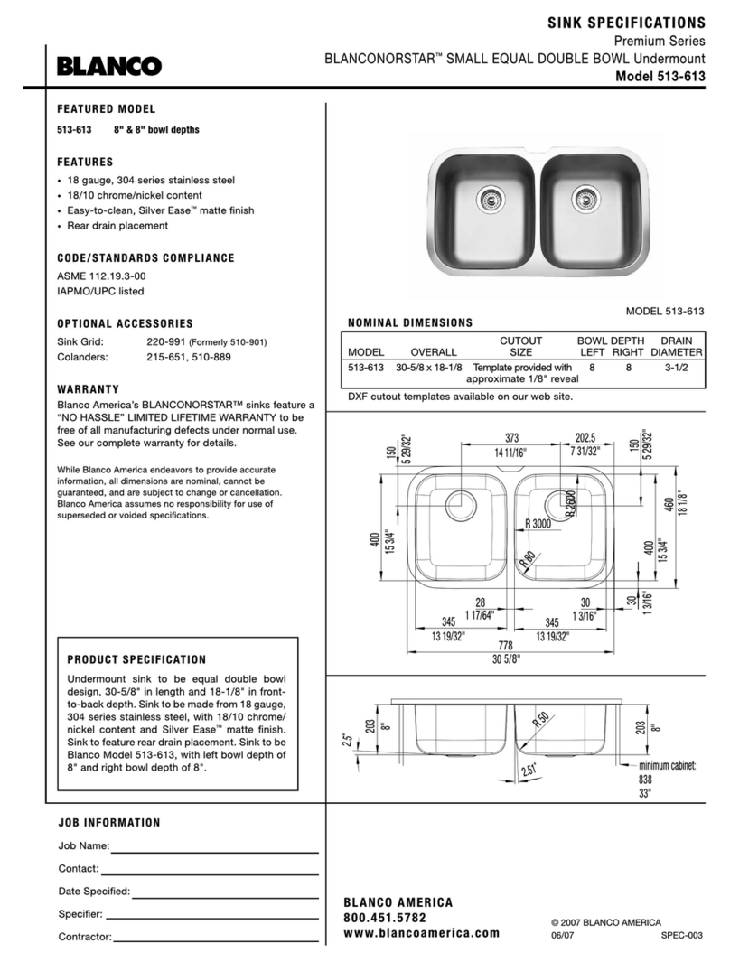 Blanco BLANCONORSTAR 513-613 Specification sheet