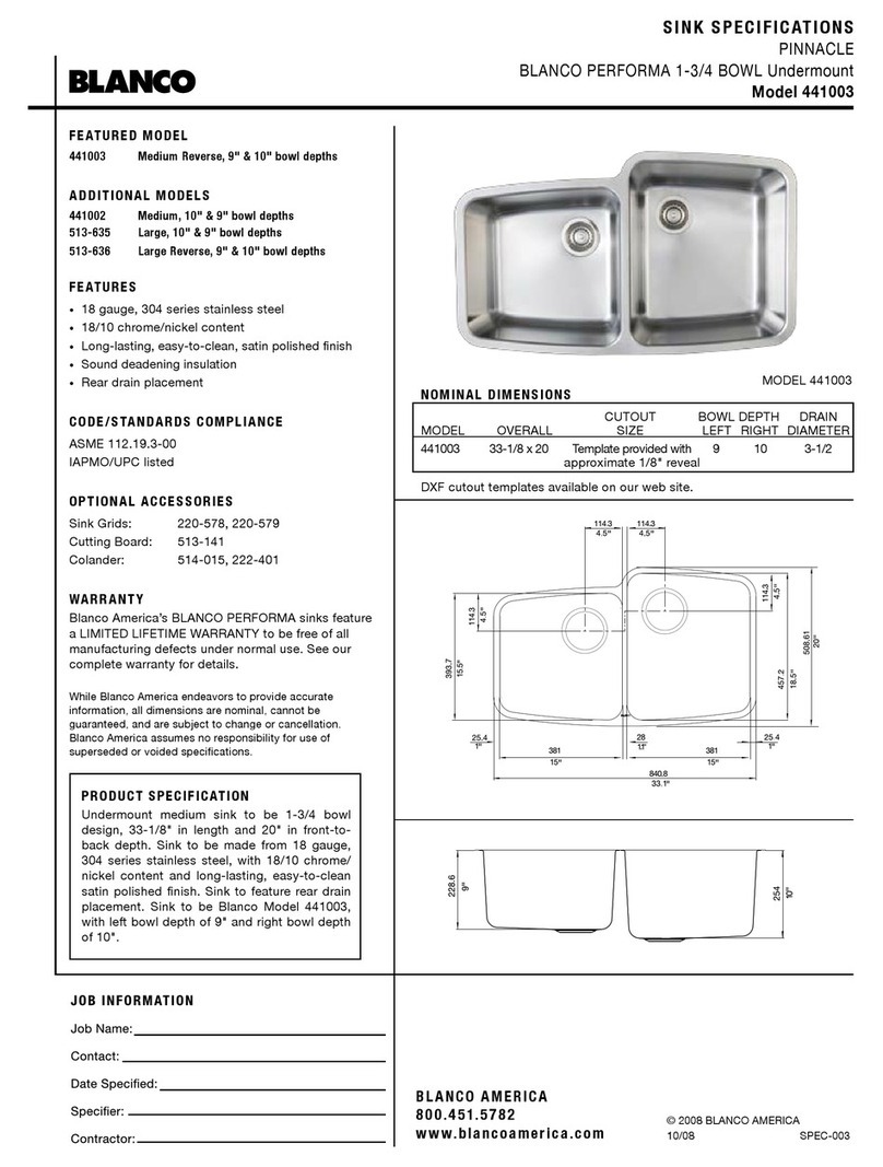 Blanco PERFORMA 441003 User manual Blanco PERFORMA 441003 User manual