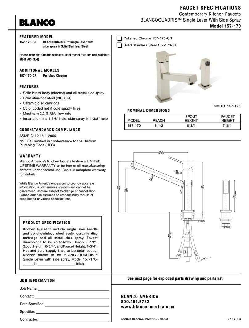 Blanco BLANCOQUADRIS 157-170 Specification sheet Blanco BLANCOQUADRIS 157-170 Specification sheet