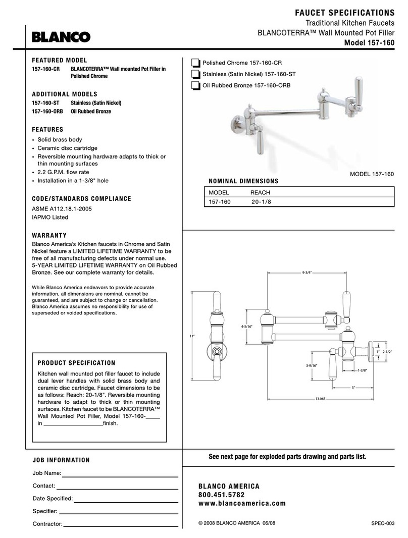 Blanco BLANCOTERRA 157-160 Specification sheet