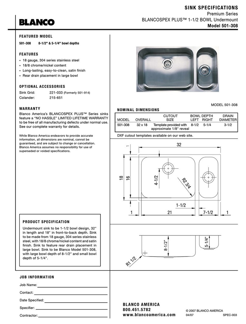 Blanco 501-308 Specifications