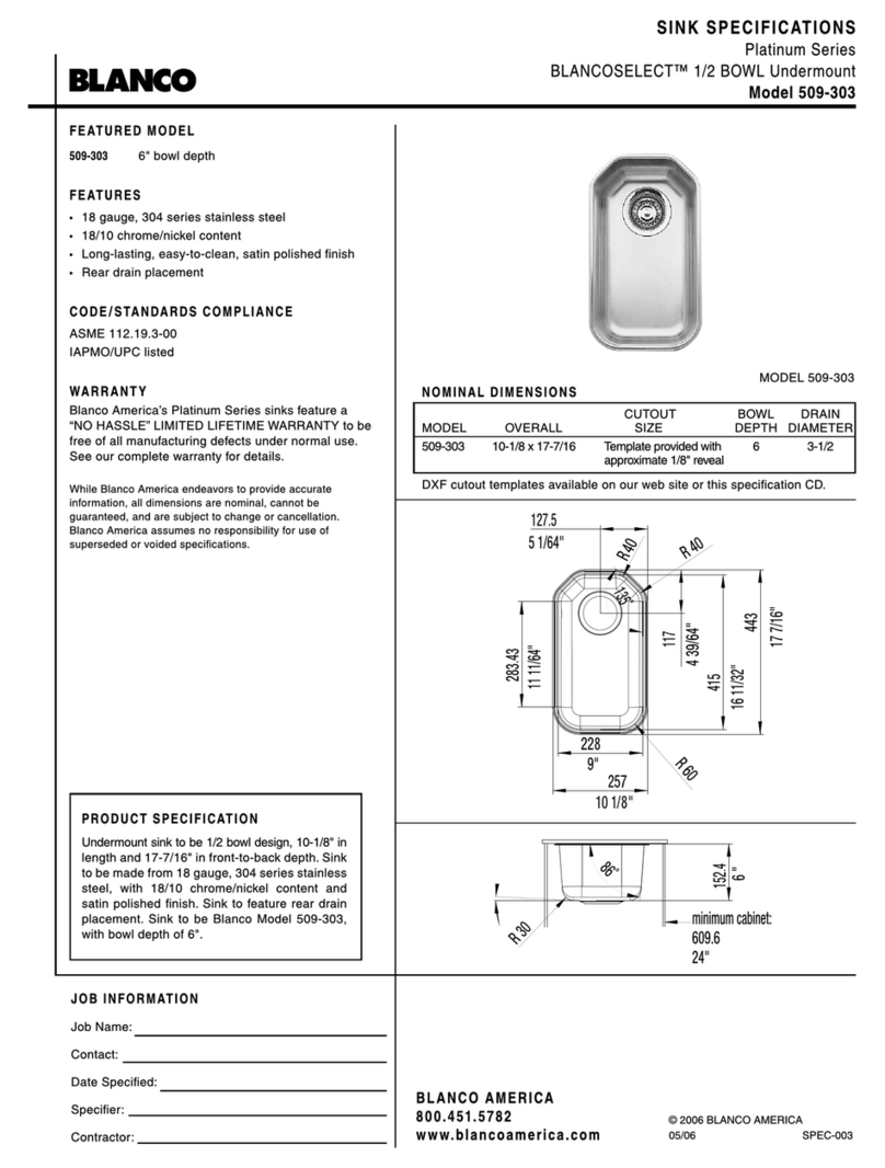 Blanco BLANCOSELECT 509-303 Specification sheet Blanco BLANCOSELECT 509-303 Specification sheet