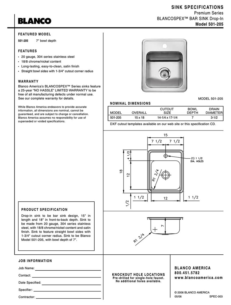 Blanco BLANCOSPEX 501-205 Specification sheet