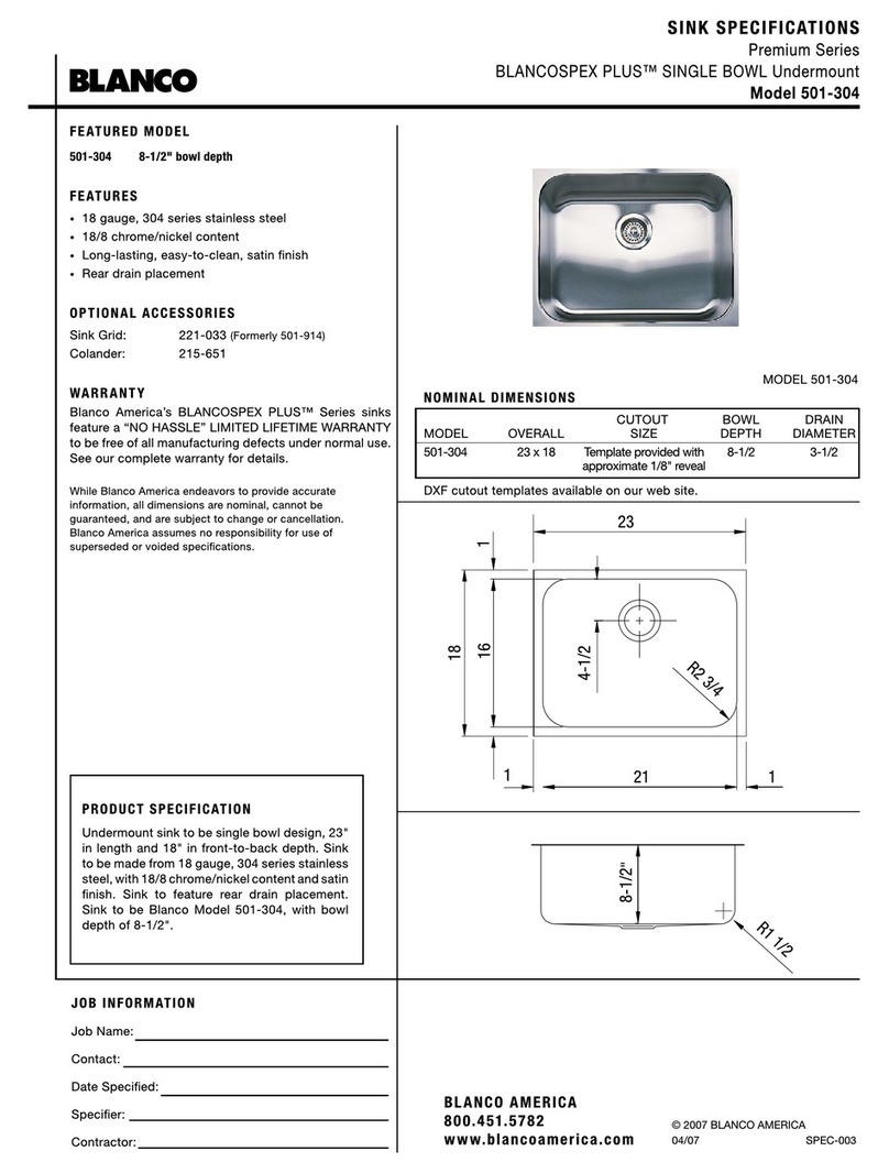 Blanco 501-304 Specification sheet Blanco 501-304 Specification sheet