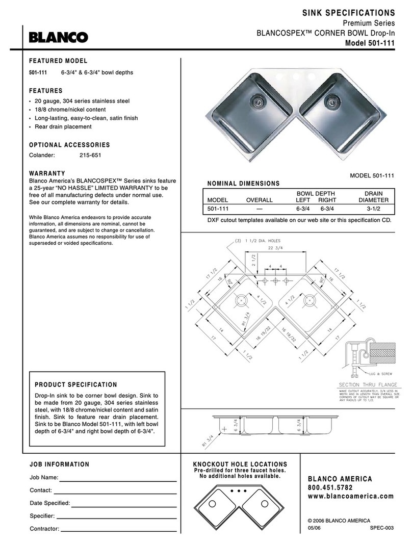 Blanco BLANCOSPEX 501-111 User manual Blanco BLANCOSPEX 501-111 User manual