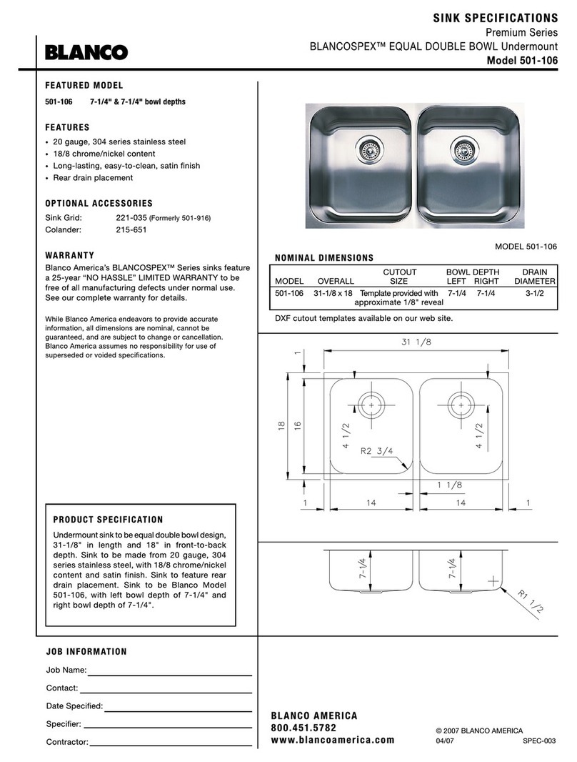 Blanco BLANCOSPEX 501-106 User manual Blanco BLANCOSPEX 501-106 User manual