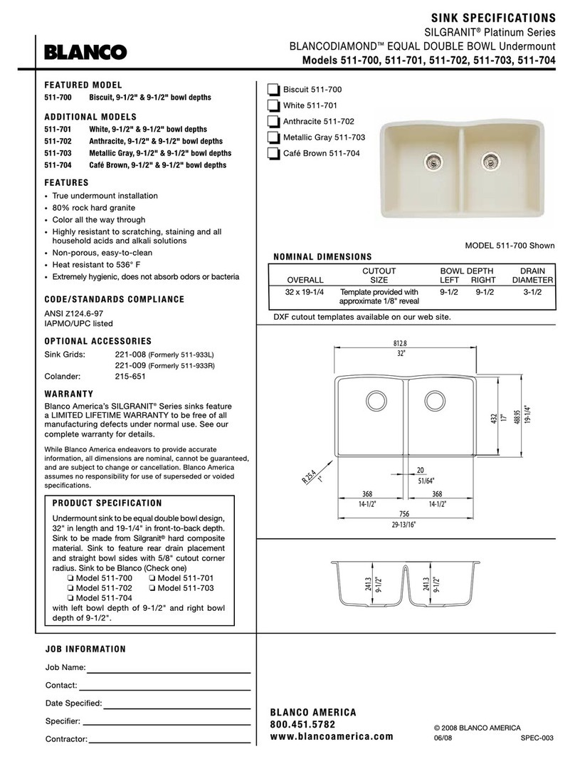 Blanco Equal Double Bowl Undermount 511-700 User manual Blanco Equal Double Bowl Undermount 511-700 User manual