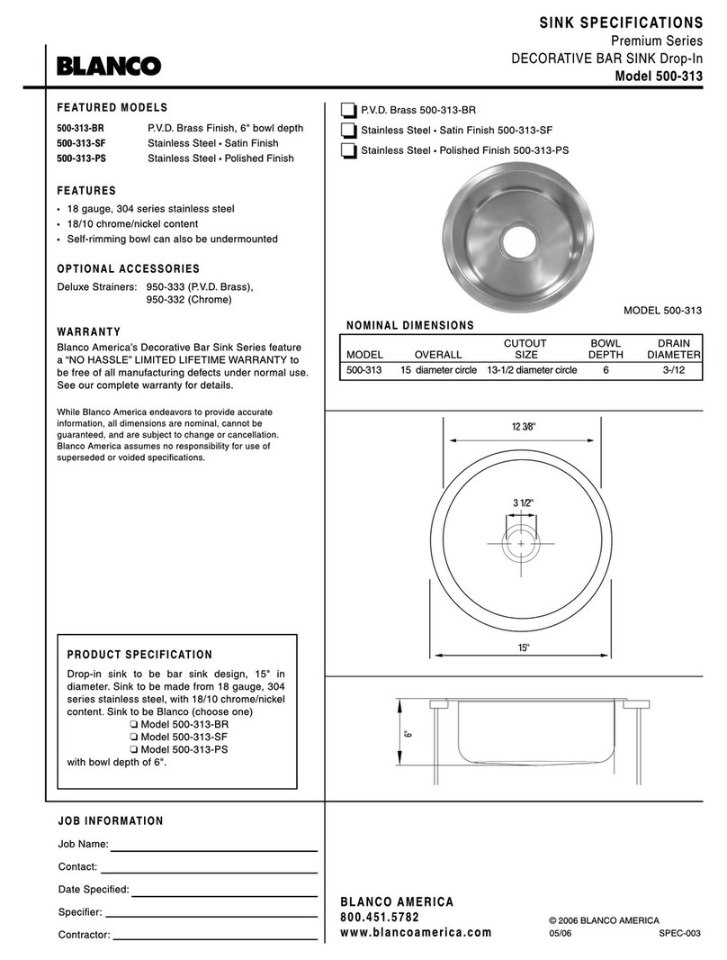 Blanco Decorative Bar Sink 500-313 User manual Blanco Decorative Bar Sink 500-313 User manual