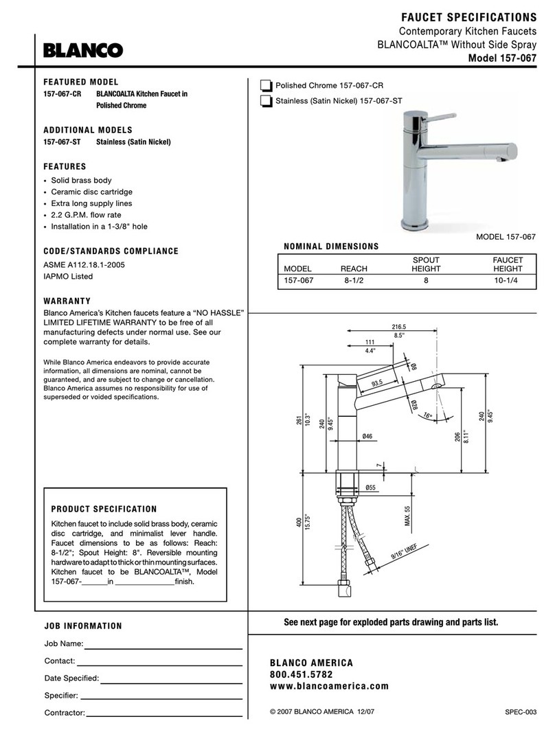 Blanco Contemporary Kitchen Faucet without Side Spray... User manual