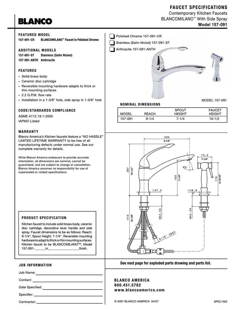 Blanco Contemporary Kitchen Faucet with Side Spray... Specifications