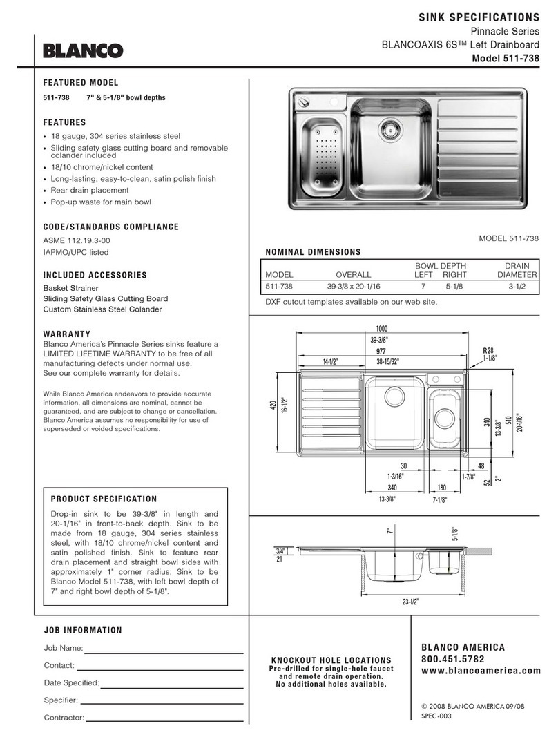 Blanco BlancoAxis 511-738 Specification sheet