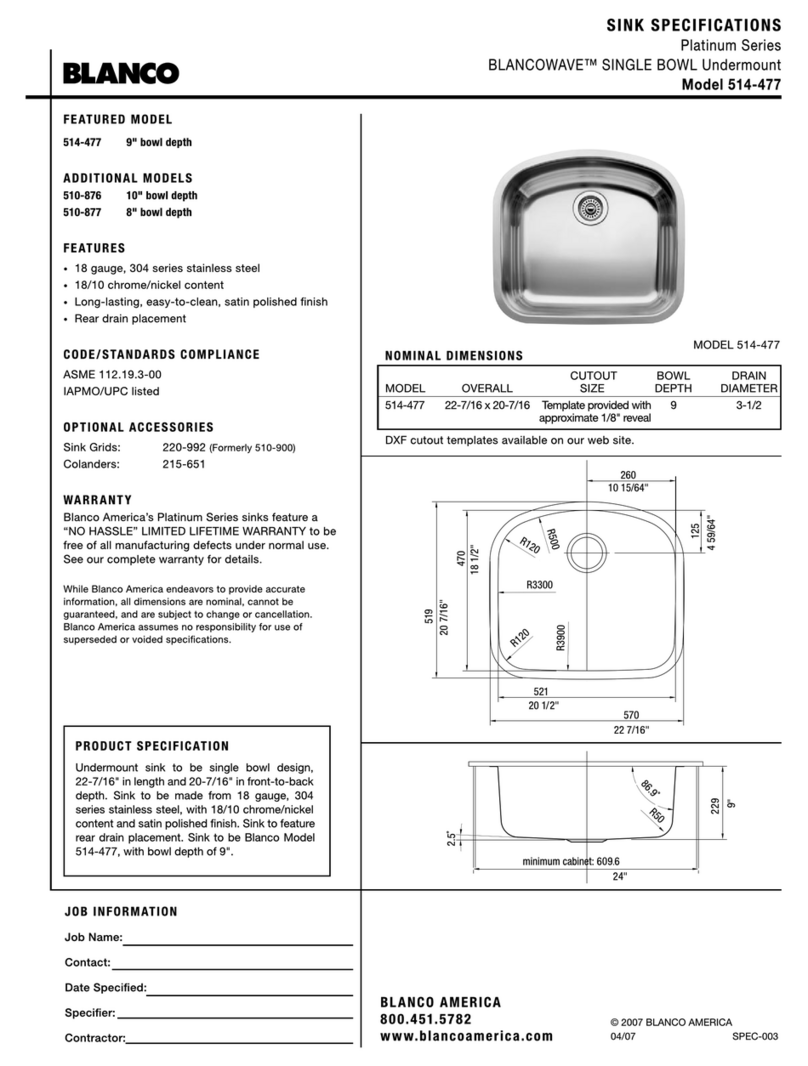 Blanco BLANCOWAVE 514-477 Specification sheet