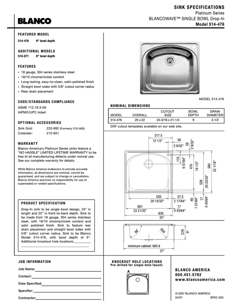 Blanco BLANCOWAVE 514-476 Specification sheet