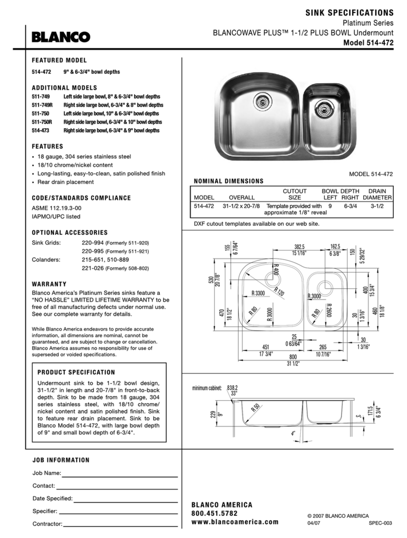 Blanco 514-472 Specification sheet