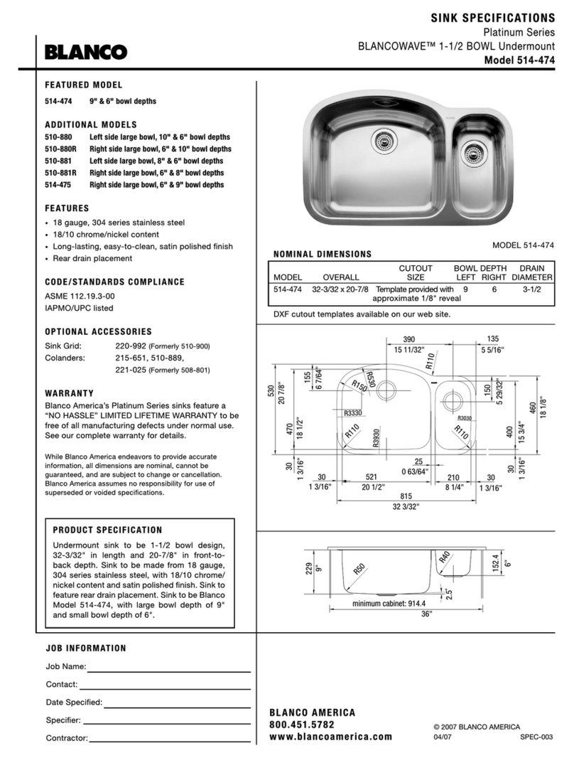 Blanco BLANCOWAVE 514-474 Specification sheet
