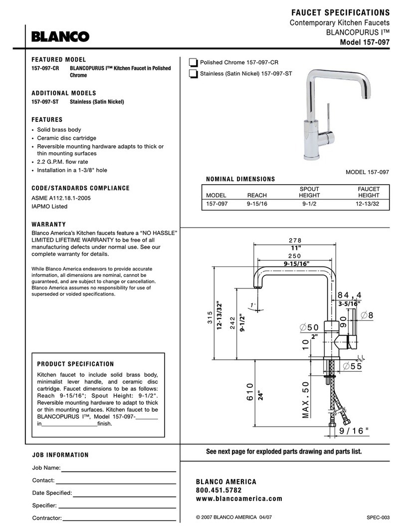 Blanco Contemporary Kitchen Faucet 157-097 Specifications